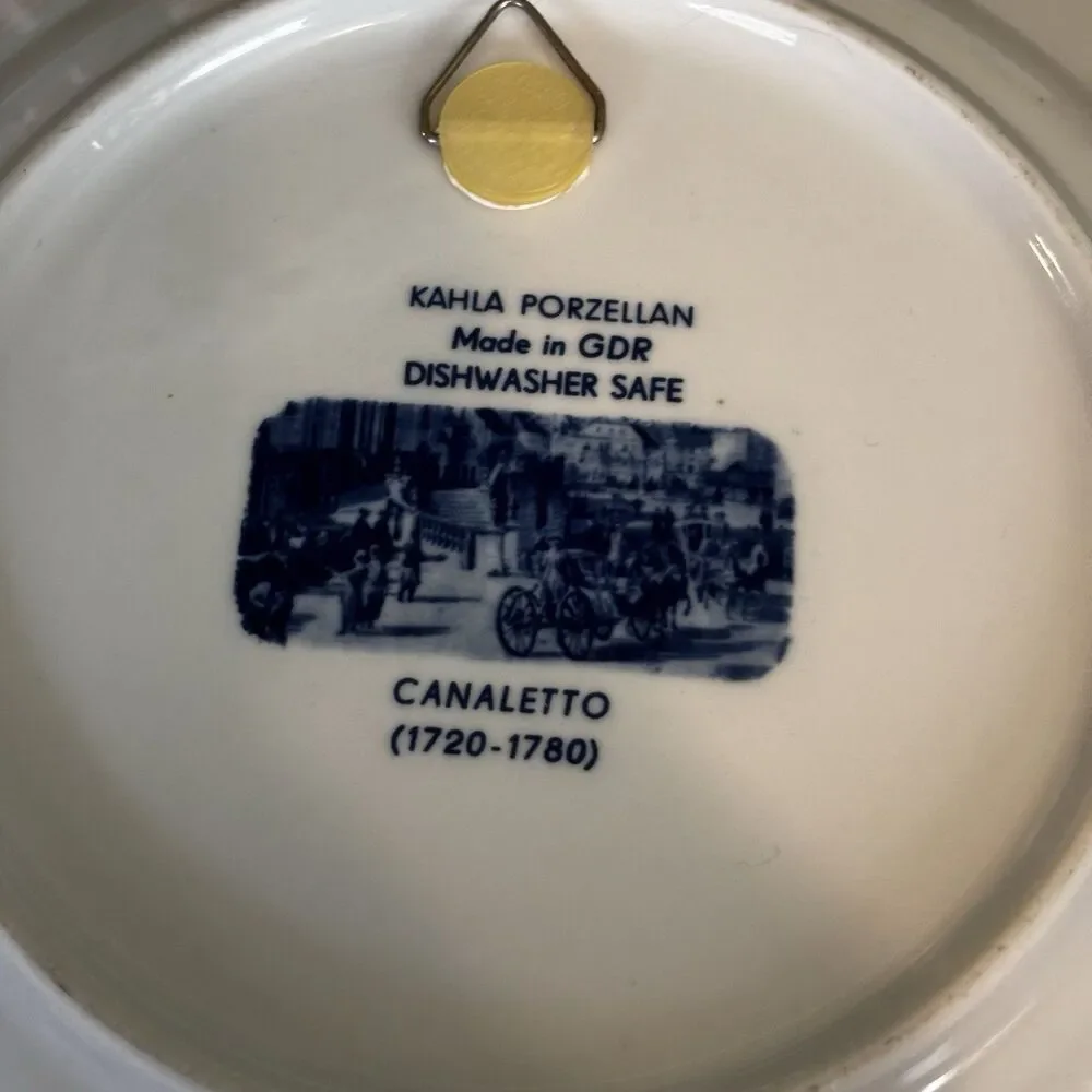 Vintage‎ Kahla Canaletto Plate Warsaw Holy Cross Church Blue White GDR Porcelain